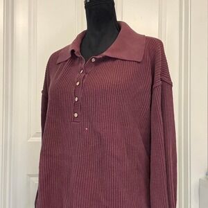 Burgundy long sleeve collared shirt -Size M